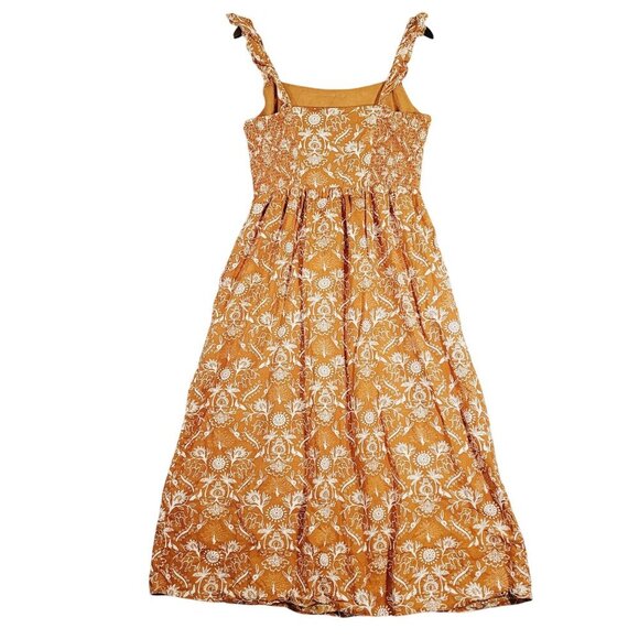 Mata Traders Orange Floral Maxi Sundress Straps Cotton Womens L - Picture 2 of 9